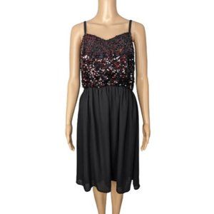 Torrid Black and Red Sequin Chiffon Skater Mini Dress 1